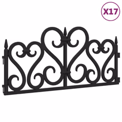 vidaXL 17x Lawn Edgings PP Outdoor Garden Edge Border Fence Multi Colours - black