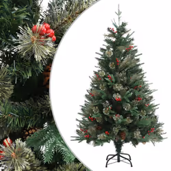 vidaXL Christmas Tree with Pine Cones Green 120 cm PVC&PE Holiday Decoration