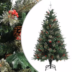 vidaXL Christmas Tree with Pine Cones Green 150 cm PVC&PE Holiday Decoration