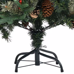 vidaXL Christmas Tree with Pine Cones Green 225 cm PVC&PE Holiday Decoration