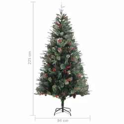 vidaXL Christmas Tree with Pine Cones Green 225 cm PVC&PE Holiday Decoration - Additional view 5