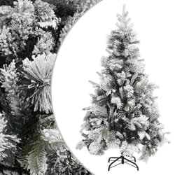 vidaXL Christmas Tree with Flocked Snow&Cones 195 cm PVC&PE Holiday Decoration