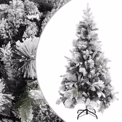vidaXL Christmas Tree with Flocked Snow&Cones 225 cm PVC&PE Holiday Decoration