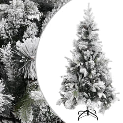 vidaXL Christmas Tree with Flocked Snow&Cones 225 cm PVC&PE Holiday Decoration