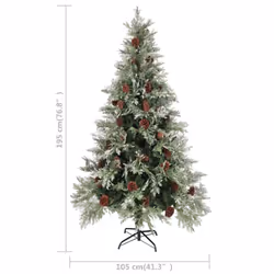 vidaXL Christmas Tree with Pine Cones Green and White 195 cm PVC&PE Xmas Tree - Additional view 4