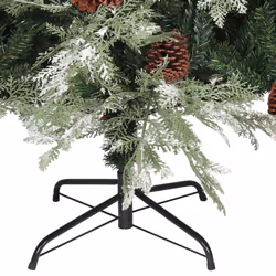 vidaXL Christmas Tree with Pine Cones Green and White 225 cm PVC&PE Xmas Tree