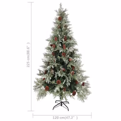 vidaXL Christmas Tree with Pine Cones Green and White 225 cm PVC&PE Xmas Tree - Additional view 4