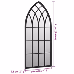 vidaXL Garden Mirror Iron for Outdoor Use Decor Black/Sand 100x45/70x30 cm - black, 70 x 30 cm - Additional view 5
