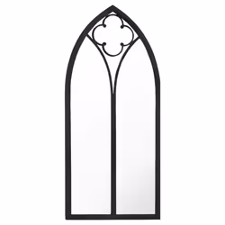 vidaXL Garden Mirror Iron for Outdoor Use Mirror Black/Sand 100x45/70x30 cm - black, 100 x 45 cm