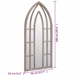 vidaXL Garden Mirror Iron for Outdoor Use Decor Black/Sand 100x45/70x30 cm - sand, 100 x 45 cm - Additional view 3