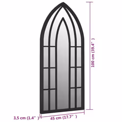 vidaXL Garden Mirror Iron for Outdoor Use Decor Black/Sand 100x45/70x30 cm - black, 100 x 45 cm - Additional view 3