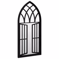 vidaXL Garden Mirror Iron for Outdoor Use Furniture Black/Sand 100x45/70x30 cm - black, 100 x 45 cm - Additional view 2