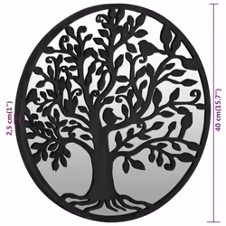 vidaXL Garden Mirror Iron Round for Outdoor Use Mirror Black/Sand 40/60 cm - black, 40 x 2.5 cm