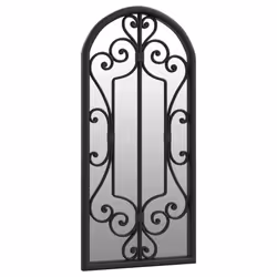 vidaXL Garden Mirror Iron for Outdoor Use Mirror Black/Sand 100x45/70x30 cm - black, 100 x 45 cm