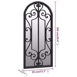 vidaXL Garden Mirror Iron for Outdoor Use Mirror Black/Sand 100x45/70x30 cm - black, 100 x 45 cm - Additional view 5