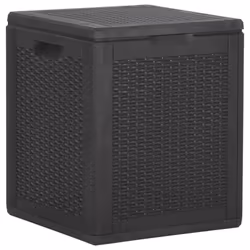 vidaXL Garden Storage Box 90L Black PP Rattan Outdoor Patio Chest Case Box
