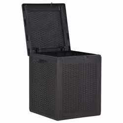 vidaXL Garden Storage Box 90L Black PP Rattan Outdoor Patio Chest Case Box - Additional view 4