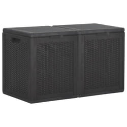 vidaXL Garden Storage Box 180L Black PP Rattan Outdoor Chest Case Tool Box