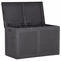 vidaXL Garden Storage Box 180L Black PP Rattan Outdoor Chest Case Tool Box - Additional view 4