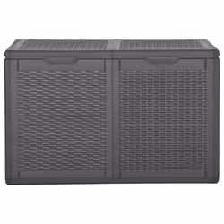 vidaXL Garden Storage Box 180L Black PP Rattan Outdoor Chest Case Tool Box - Additional view 5
