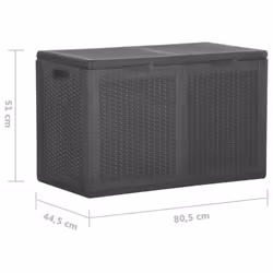 vidaXL Garden Storage Box 180L Black PP Rattan Outdoor Chest Case Tool Box - Additional view 7