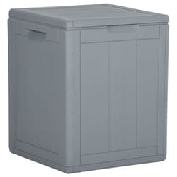 vidaXL Garden Storage Box 90L Grey PP Rattan Outdoor Terrace Tool Box Case