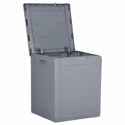 vidaXL Garden Storage Box 90L Grey PP Rattan Outdoor Terrace Tool Box Case - Additional view 5