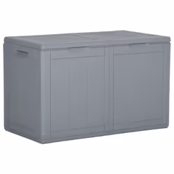 vidaXL Garden Storage Box 180L Grey PP Rattan Outdoor Terrace Tool Box Case