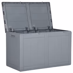 vidaXL Garden Storage Box 180L Grey PP Rattan Outdoor Terrace Tool Box Case - Additional view 5