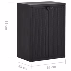 vidaXL Garden Storage Cabinet Black PP Rattan Tool Organiser Shed Cabinet - Additional view 4
