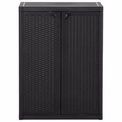 vidaXL Garden Storage Cabinet Black PP Rattan Tool Organiser Shed Cabinet - Additional view 6