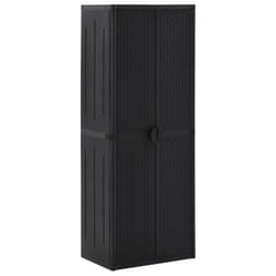 vidaXL Garden Storage Cabinet Black PP Rattan Outdoor Tool Locker Cabinet