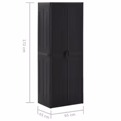 vidaXL Garden Storage Cabinet Black PP Rattan Outdoor Tool Locker Cabinet - Additional view 4