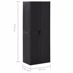 vidaXL Garden Storage Cabinet Black PP Rattan Outdoor Tool Locker Cabinet - Additional view 5