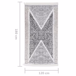 vidaXL Rug Black and Grey Cotton Floor Carpet Reversible Indoor Bedroom Rug - 120 x 180 cm - Additional view 2