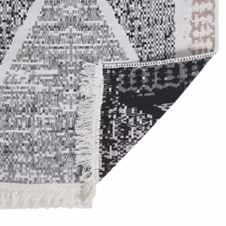 vidaXL Rug Black and Grey Cotton Floor Carpet Reversible Indoor Bedroom Rug - 120 x 180 cm - Additional view 5
