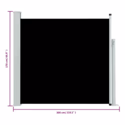 vidaXL Patio Retractable Side Awning 170x300 cm Black Garden Privacy Screen