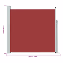 vidaXL Patio Retractable Side Awning 170x300 cm Red Garden Privacy Screen