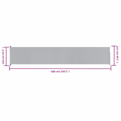 vidaXL Retractable Side Awning Garden Privacy Screen Balcony Outdoor Screen - grey, 117 x 600 cm - Additional view 7