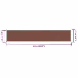 vidaXL Retractable Side Awning Garden Privacy Screen Balcony Outdoor Screen - brown, 117 x 600 cm - Additional view 9