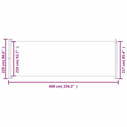 vidaXL Retractable Side Awning Garden Privacy Screen Balcony Outdoor Screen - red, 220 x 600 cm - Additional view 5