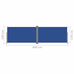 vidaXL Retractable Side Awning Garden Privacy Screen Multi Colours Multi Sizes - blue, 180 x 600 cm