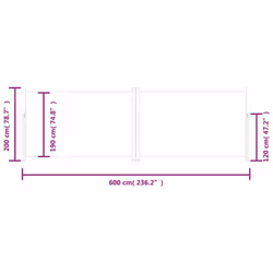 vidaXL Retractable Side Awning Garden Privacy Screen Multi Colours Multi Sizes - brown, 200 x 600 cm - Additional view 8