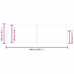 vidaXL Retractable Side Awning Garden Privacy Screen Multi Colours Multi Sizes - blue, 200 x 600 cm - Additional view 4