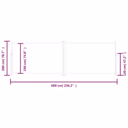 vidaXL Retractable Side Awning Garden Privacy Screen Multi Colours Multi Sizes - red, 200 x 600 cm - Additional view 8