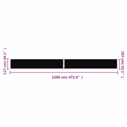 vidaXL Retractable Side Awning Garden Privacy Screen Multi Colours Multi Sizes - black, 117 x 1200 cm - Additional view 8