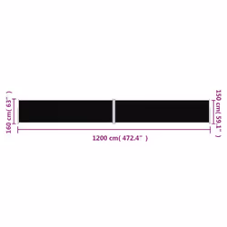 vidaXL Retractable Side Awning Garden Privacy Screen Multi Colours Multi Sizes - black, 160 x 1200 cm - Additional view 8