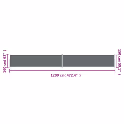 vidaXL Retractable Side Awning Garden Privacy Screen Multi Colours Multi Sizes - anthracite, 160 x 1200 cm - Additional view 4