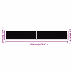 vidaXL Retractable Side Awning Garden Privacy Screen Multi Colours Multi Sizes - black, 180 x 1200 cm - Additional view 4