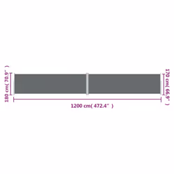 vidaXL Retractable Side Awning Garden Privacy Screen Multi Colours Multi Sizes - anthracite, 180 x 1200 cm - Additional view 4